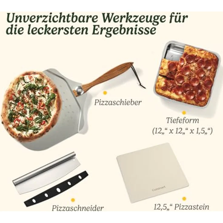 Cuisinart Pizzaofen | Holzofengeschmack in 5 Minuten | Pizzaset enthalten | Einstellbare Zeit und Temperatur bis 400°C – Bild 4