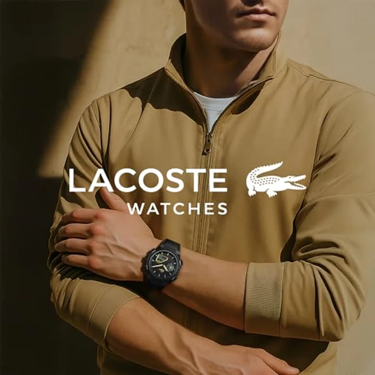 Lacoste LC33 Analoge-Digitale Multifunktions-Quarzuhr für Herren, 45mm Schwarzes TR90 Gehäuse, Schwarzes Silikonarmband mit Textur, 10 ATM wasserdicht – Bild 5