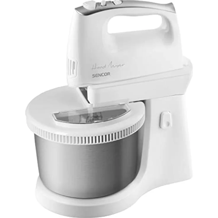 Handmixer mit Drehschale, 500 W, silberfarben