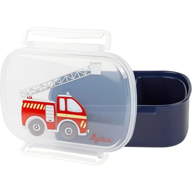 Sigikid Lunchbox Feuerwehr, Polyprophylen (PP), (2-tlg), dunkelblau, BPA-frei, hitzebeständig bis 100 Grad – Bild 3