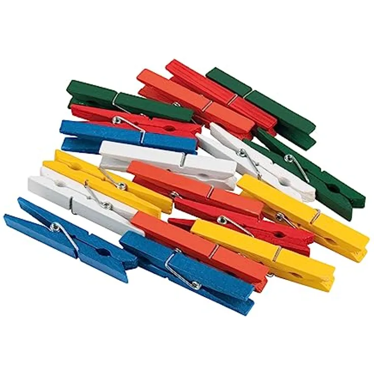 Rayher Wäscheklammern aus Holz, 72 mm, Beutel 18 Stück, bunt sortiert, Holzklammern, Zierklammern farbig, Deko-Klammern Holz, FSC zertifiziert, 64585999