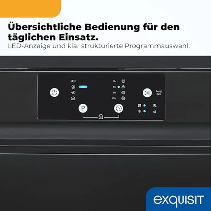Exquisit GSP59114-451D, Geschirrspüler mit 14 Maßgedecken, 4 Programmen, Energieklasse D, 49 dB, schwarz – Bild 5