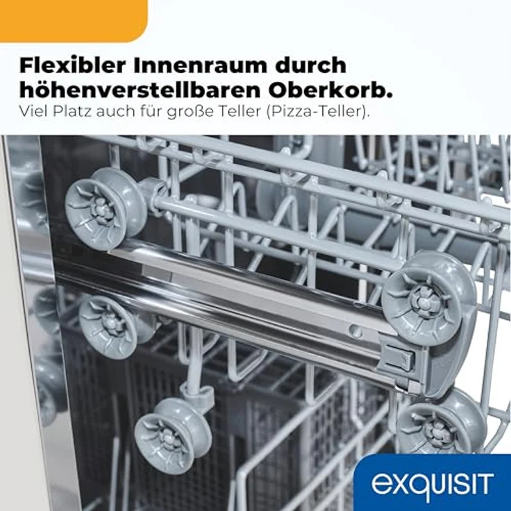 Exquisit GSP59109-451D, Geschirrspüler Unterbaufähig, 9 Maßgedecke, 4 Programme, Aquastop-Schlauch, 49 dB, Silber – Bild 8