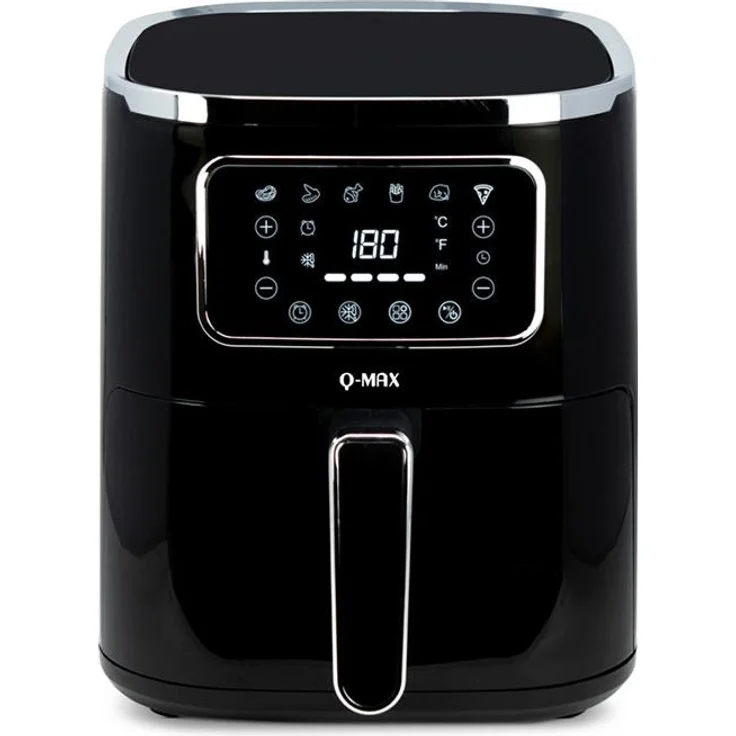 JOCCA Q-Max Heißluftfritteuse 5 l, 1450 W mit Touchscreen-Display, 6 voreingestellten Programmen, schwarz