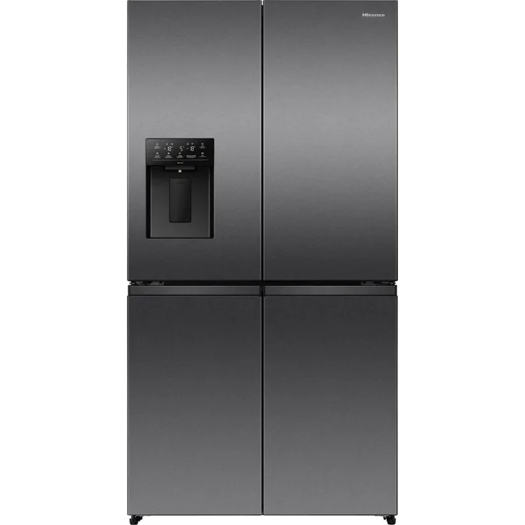 Hisense RQ5P640SYKD French Door Kühl-Gefrier-Kombination, 390 l Kühlvolumen, 250 l Gefriervolumen, schwarz, mit LED-Innenbeleuchtung und Schnellgefrier-Funktion