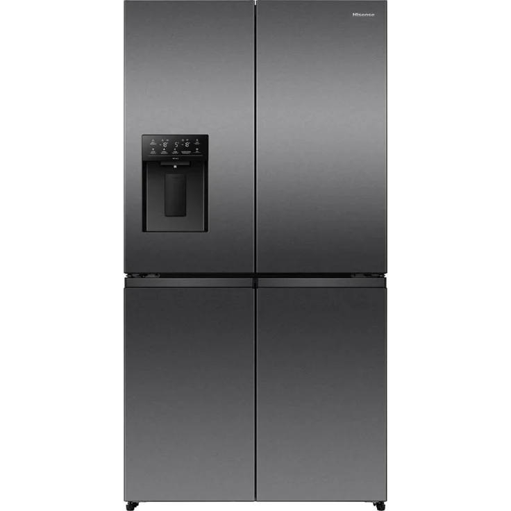 Hisense RQ5P640SYKD French Door Kühl-Gefrier-Kombination, 390 l Kühlvolumen, 250 l Gefriervolumen, schwarz, mit LED-Innenbeleuchtung und Schnellgefrier-Funktion