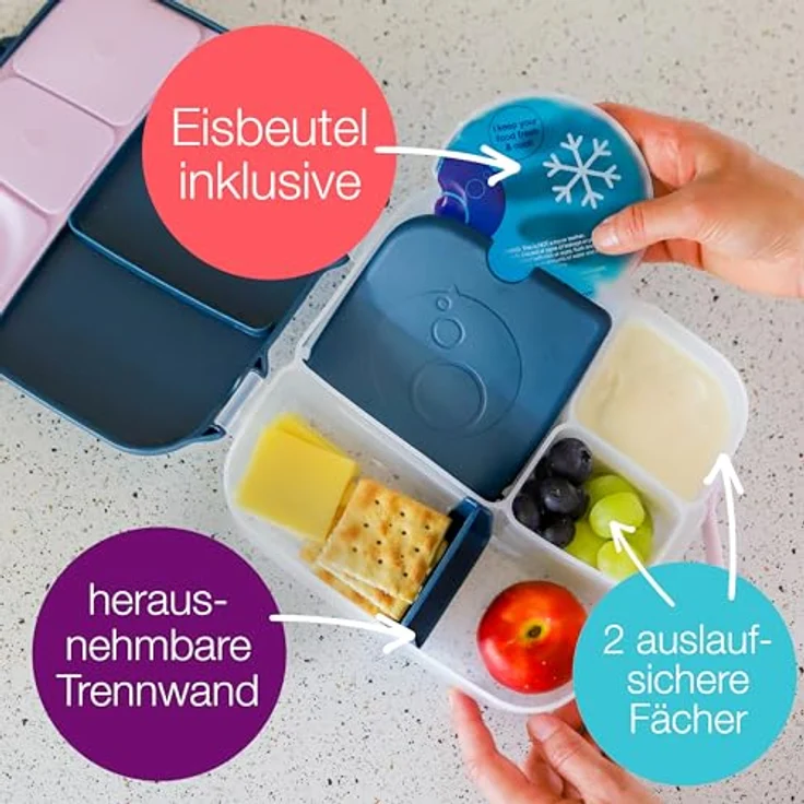 B.Box Lunchbox Spearmint, grün mit Fächern, herausnehmbarer Trennwand und Eisbeutel – Bild 3