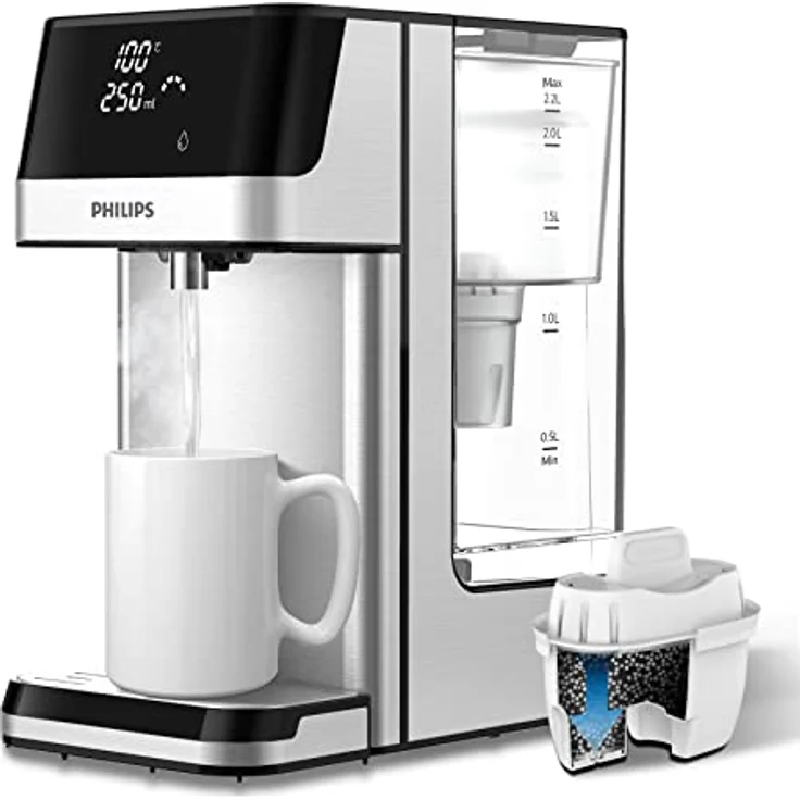 Philips Wasser Station, Spender für gefiltertes heißes Wasser, 2.2 L Fassungsvermögen, 6 Temperaturvoreinstellungen, Touchscreen – Bild 1