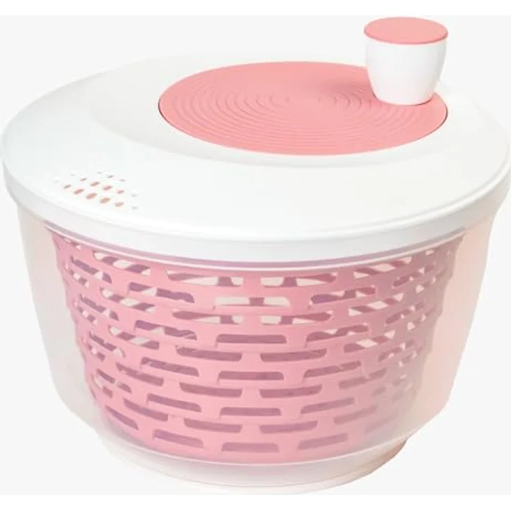 Westmark Salatschleuder Spinderella, 4,4 Liter, ø 23,5 cm, BPA-frei, Transparent/Weiß/Rosa – Bild 1