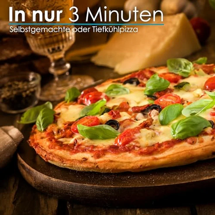 Steinborg Pizzaofen elektrisch mit 32 cm Pizzastein | 390°C | Timer | 5 Stufen | 1200 Watt | Pizza Bräter | Pizzaofenherd | rot – Bild 3
