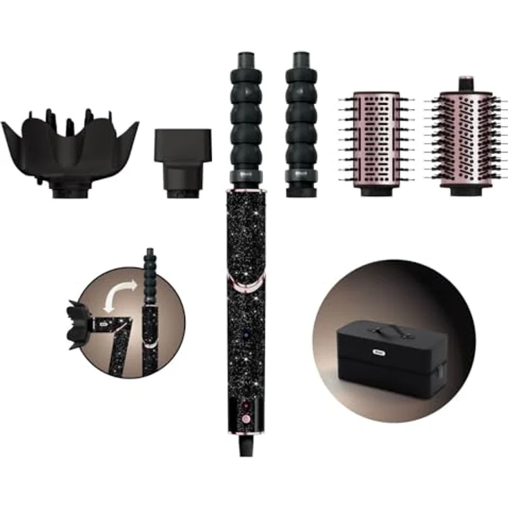 Shark FlexStyle Sparkle Limited Edition Black Diamond 5-in-1 Haarstyler & -trockner mit Lockenaufsatz, Paddelbürste, Ovalbürste, Konzentrator, Diffusor, Aufbewahrungsbox, ohne Hitzeschäden HD446JBEU – Bild 1