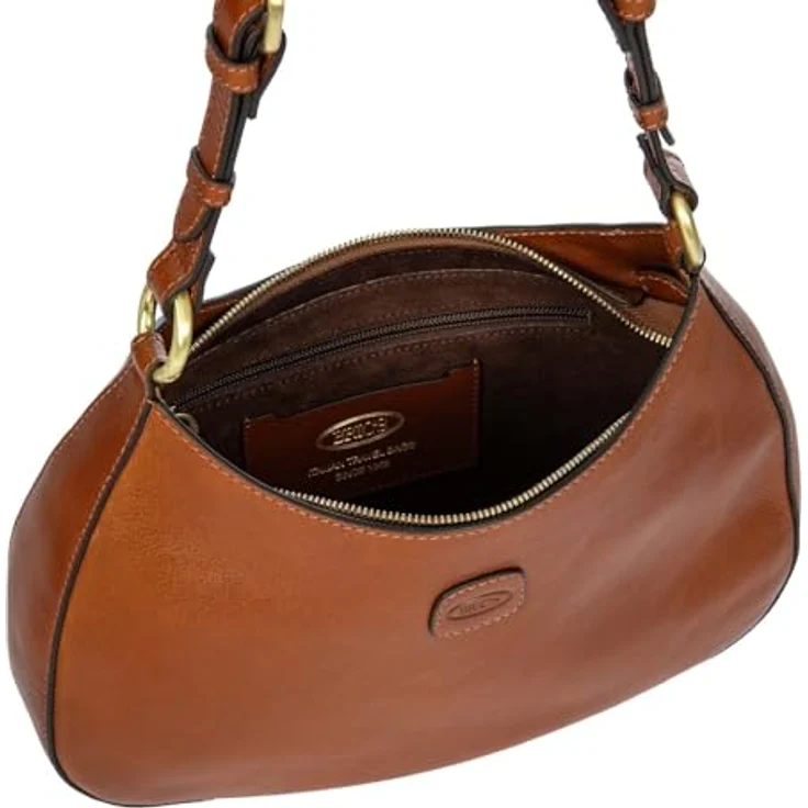 Brics Volterra Schultertasche, Leder 29 cm, Braun, mit praktischen Reißverschluss und zusätzlichem Außenfach – Bild 6
