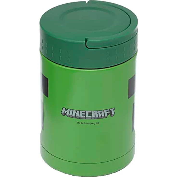 Puckator Minecraft Creeper Offizielle Lizenz Thermobehälter aus Edelstahl 500ml für kalte & warme Speisen, Brotzeitbox – Bild 4