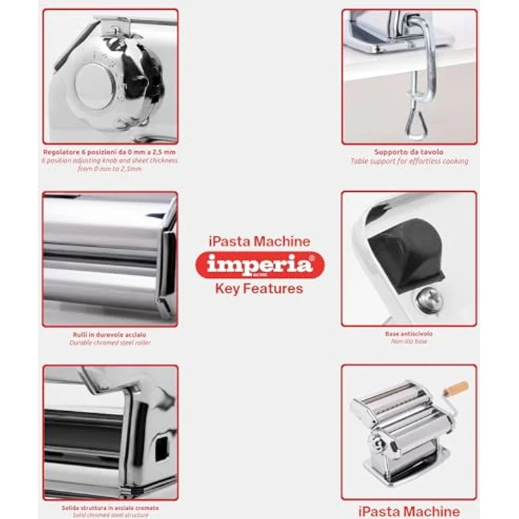 Imperia IPasta Fettuccine & Tagliolini 2/6,5 mm, Simplex Spaghetti (Ø2 mm) + Raviolamp 24 klassische Ravioli, hochwertige Nudelmaschine – Bild 5