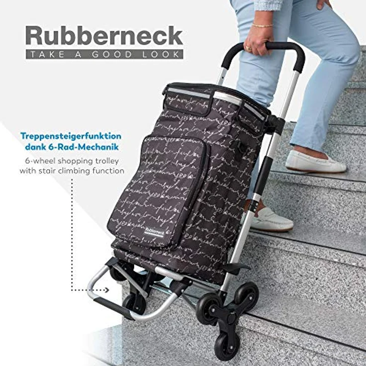 Rubberneck Einkaufstrolley - Klappbarer Einkaufswagen mit Kühlfach und höhenverstellbarem Griff - Schwarz – Bild 5