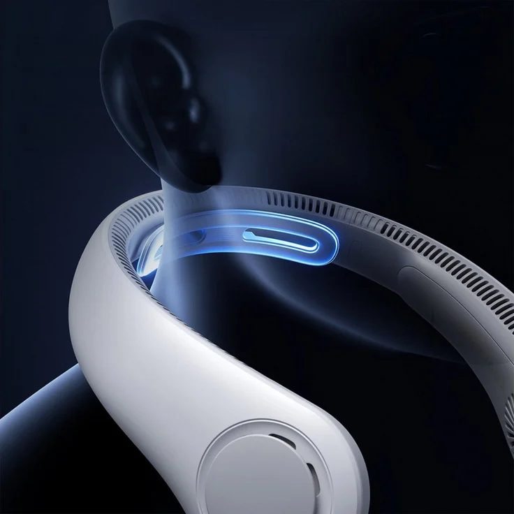 Jisulife Akku-Ventilator Nackenventilator 5000mAh mit flexiblem Silikondesign und 16,5 Stunden Laufzeit