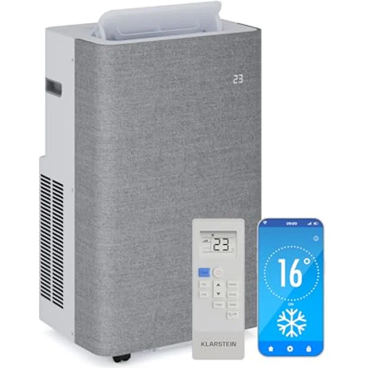 Klarstein AireLux Mobile Klimaanlage 14.000 BTU, 4-in-1 Kühlung, Entfeuchter, Ventilator & Schlafmodus, App & Sprachsteuerung, für Räume bis 51 m², leise, Fenster-Kit inklusive, Grau – Bild 1