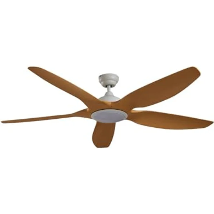 Lucande Omendo 10022120, LED Deckenventilator mit Dimmfunktion und Fernbedienung, 152 cm, weiß, 1-flammig, für Räume bis 15 m²