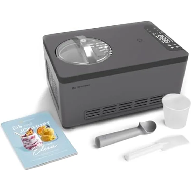 Springlane Kitchen Eismaschine & Joghurtbereiter Elisa 2,0 L mit selbstkühlendem Kompressor 220 W, aus Edelstahl mit Kühl- und Heizfunktion, inkl. Rezeptheft (Elisa Anthrazit)