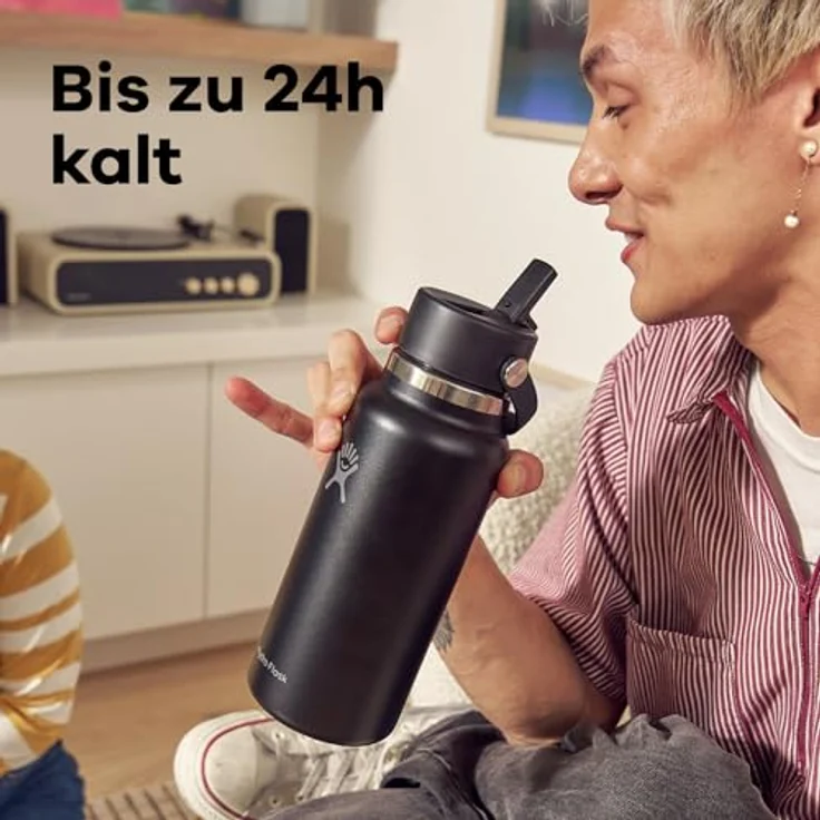 Hydro Flask Wide Flex Straw Cap 946 ml (32 oz) Flasche – Edelstahl, auslaufsicher, spülmaschinenfest, isoliert, bis zu 24 Std. kalt, eiswürfelfreundlich – White – Bild 3