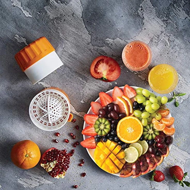 Börner Saftpresse (Violett) • Zitruspresse für frische Obst-/Gemüsesäfte • Entsafter mit Saftbehälter • Orangenpresse manuell • Fruchtpresse – Bild 5