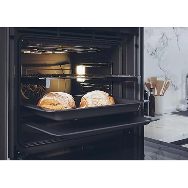 Candy FMBC 896S Einbaubackofen mit Heißluft 70 L Pyrolyse Selbstreinigung mit Aquactiva Versenkbare Knebel Display mit Touch-Bedienung Timer Uhr 9 Programme Schwarz – Bild 3