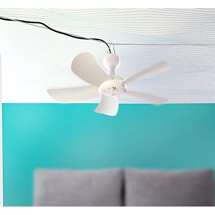Sichler Haushaltsgeräte Mobiler Decken-Ventilator VT-141.D, 41 cm, 9 W, Aufhänger, Kippschalter (Weiß) – Bild 4