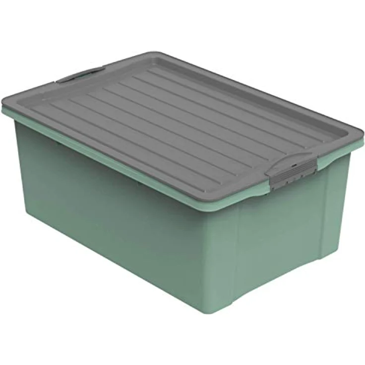 Rotho Compact Aufbewahrungsbox 38l mit Deckel, Kunststoff (PP recycelt) BPA-frei, grün/anthrazit, A3/38 Liter (57,0 x 40,0 x 25,0 cm) – Bild 1