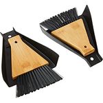 Relaxdays Tischkehrset, 2 Stück, Tischbesen & Kehrschaufel, für Esstisch & Küche, Bambus & Kunststoff, Natur/schwarz