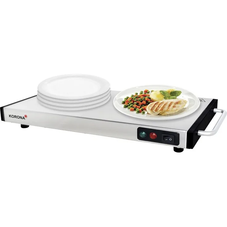 KORONA Einzelkochplatte Korona 59500 Warmhalteplatte, 40 x 20 cm, kabellos, Aluminium-Handgriffe, schwarz