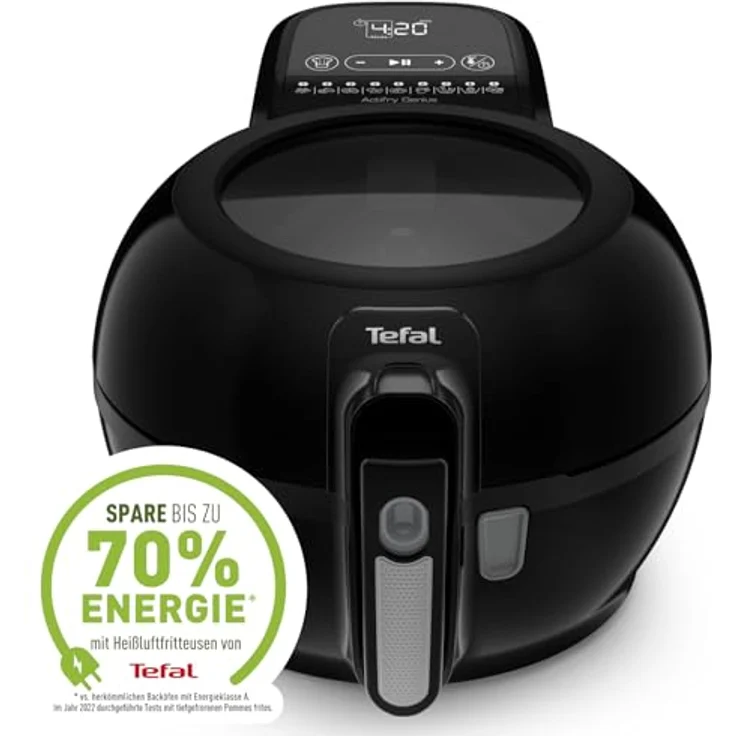 Tefal FZ7738 ActiFry Genius+ Heißluftfritteuse 1550 Watt, Fassungsvermögen: 1,2 kg, Timer, 9 automatische Menüs, Rührarm-System Schwarz – Bild 2