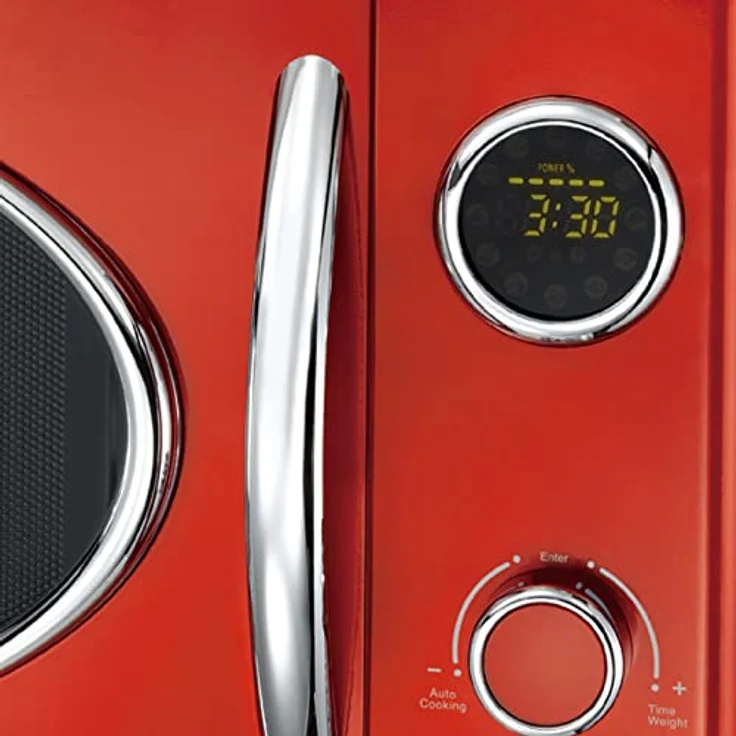 Melissa 16330129 Classico Mikrowelle mit Grill, Standgerät, 900 Watt, 23 Liter, Auftauen, Kindersicherung, 12 Programme, rot metallic – Bild 4