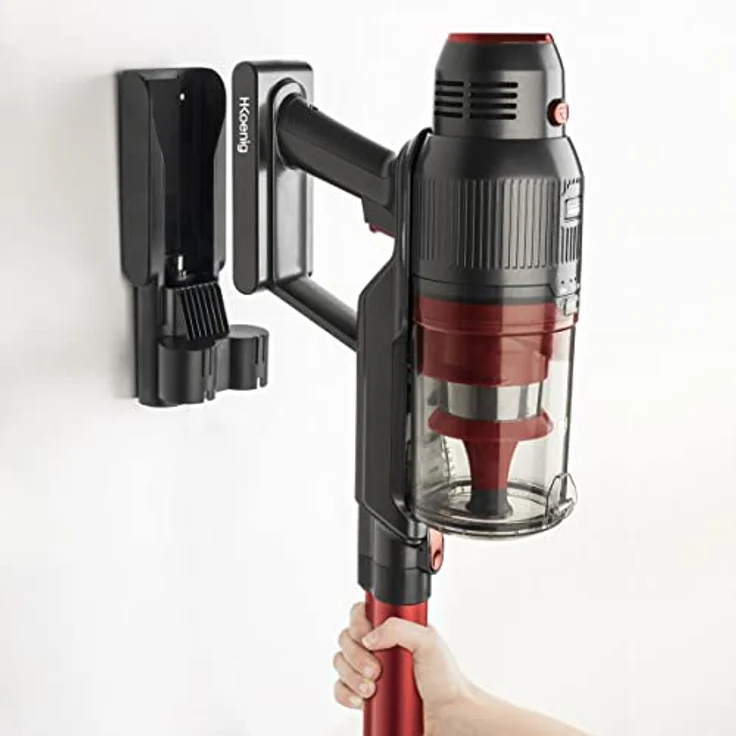 H.Koenig Kabelloser Handstaubsauger ohne Beutel UPX18 - EasyClean+ - 3 Geschwindigkeitsstufen - 1,12 kg - 220 W-multifunktional für Haus Auto Büro, Aluminium, rot, 0.8 liters – Bild 4