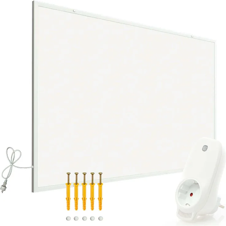 Wiltec Infrarotheizung 520 Watt mit WLAN-Thermostat, energieeffizienter Heizkörper in Weiß, Wandmontage Elektroheizung, IR-Heizung