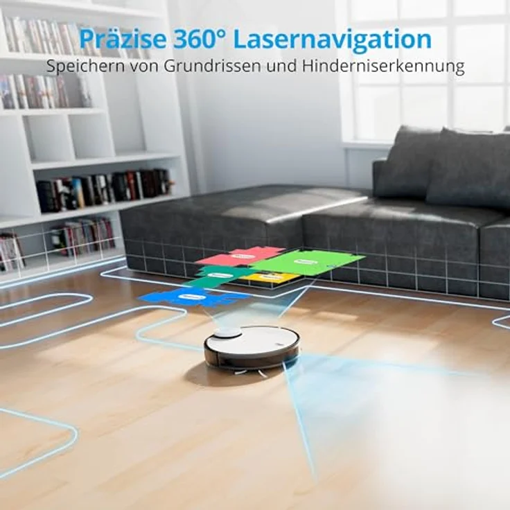 Medion MD X40 SW 20040 Saugroboter, 110 min Akkubetrieb, App- und Sprachsteuerung, weiß – Bild 2