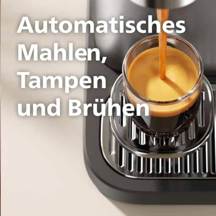 PHILIPS baristina Esprssemachine Plus BAR500/00, Edelstahl/Eschenholz, mit Mahlwerk für ganze Bohnen, Iced Coffee Funktion, 16 bar Pumpendruck – Bild 4