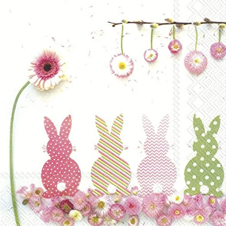 VBS Papierserviette ''Bunte Osterhäschen'', (20 St), 33 cm x 33 cm
