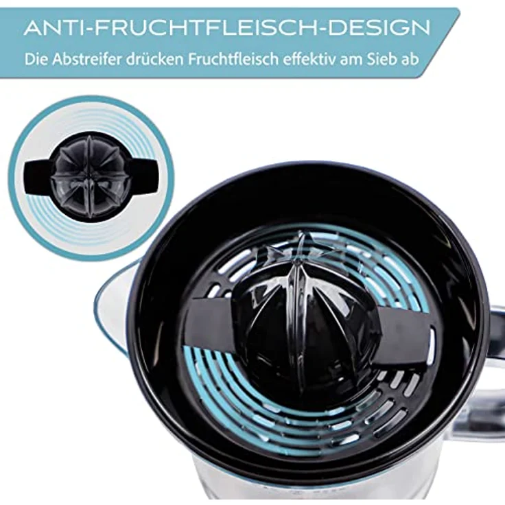 LEBENLANG Zitronenpresse elektrisch hohe Saftausbeute – Saftpresse, Orangenpresse 2 Drehrichtungen – Elektrische Fruchtpresse 2 Kegel - Orangen Edelstahl Zitruspresse – Bild 4
