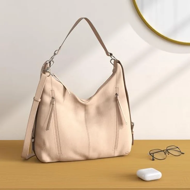 Tom Tailor Caia Schultertasche, geräumige Handtasche mit zwei Reißverschlussfächern, 37 cm, beige – Bild 3