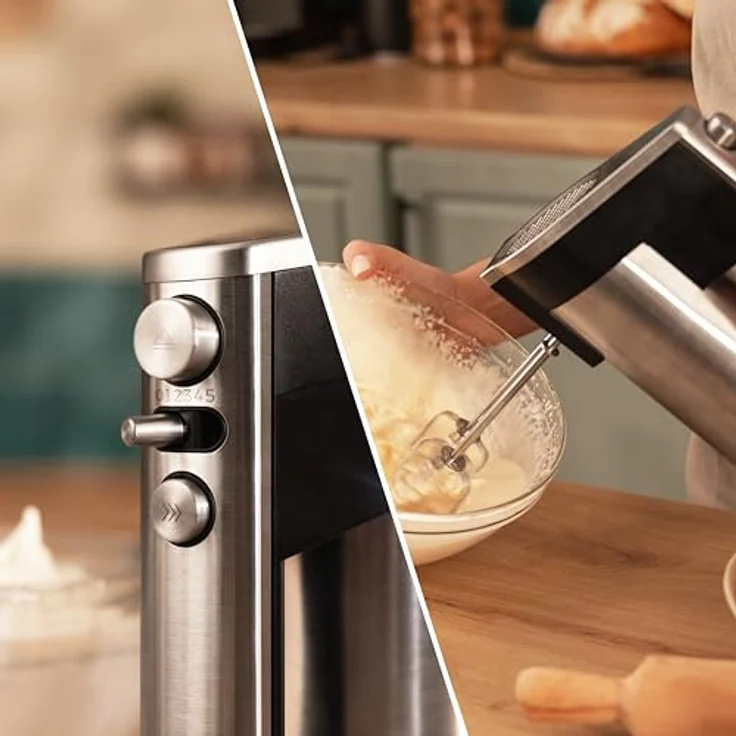 Cecotec Handrührgerät PowerTwist 500 Full Steel, 500 W, 5 Geschwindigkeiten, Turbofunktion, mit Schneebesen, Rühr- und Knethaken, ergonomisches Design – Bild 3