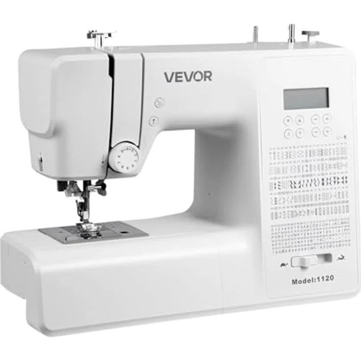 VEVOR Computernähmaschine, digitale Nähmaschine mit 200 Stichanwendungen, LED-Bildschirm, robustem Metallrahmen und leistungsstarkem Motor, weiß – Bild 1