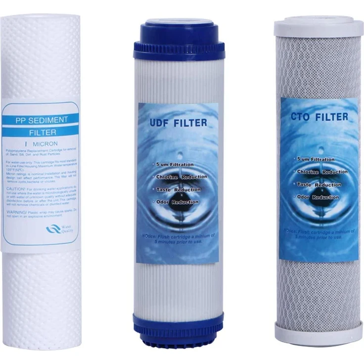 HUINING Wasserfilter-Set PP CTO UDF, 3 Stück, effektives Design für Chlor- und Geschmacksreduzierung, 25,4 x 6,3 cm
