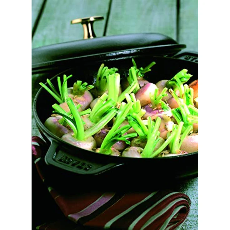 Staub 40509-579-0 Auflaufform, rund 20 cm, 0,75 L mit mattschwarzer lierung im Inneren der Auflaufform, schwarz – Bild 5