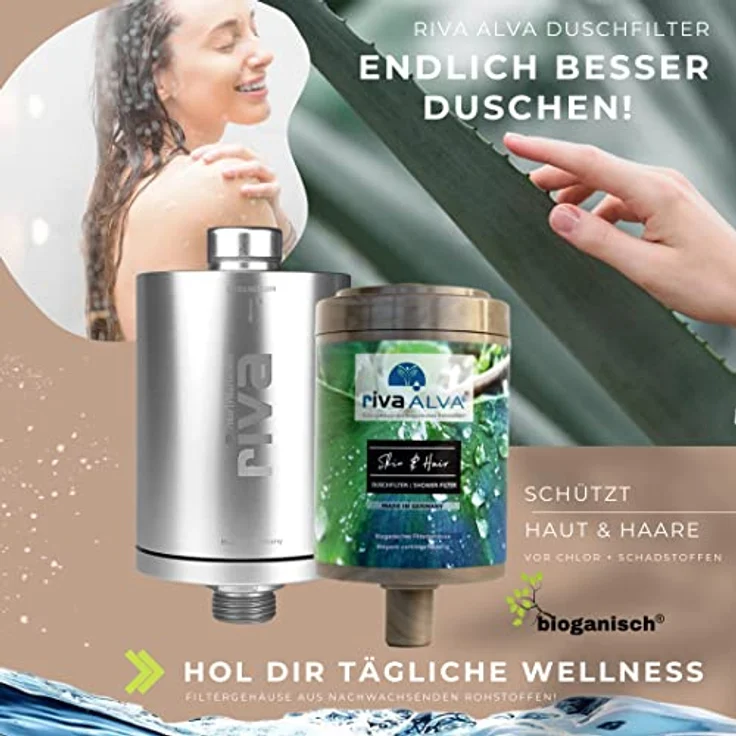 Riva rivaALVA Skin & Hair EM Duschfilter mit EM-Keramik, Filtereffizienz und Wasservitalisierung, schwarz – Bild 2