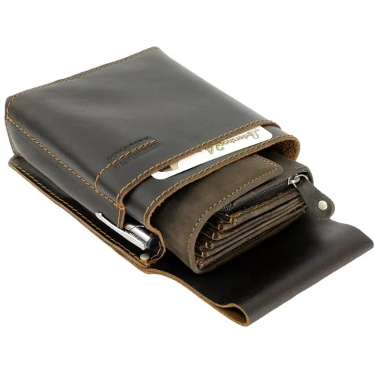 Greenland Nature Westcoast Kellner-Gürteltasche, 100% Leder, 12 cm x 5 cm x 22 cm, braun – Bild 3