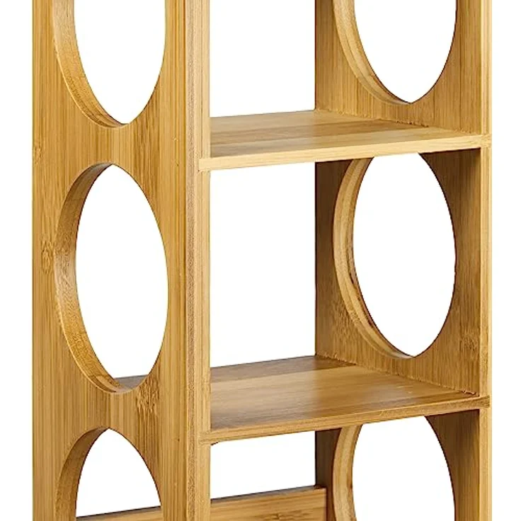 Relaxdays 3X Weinregal Bambus, Flaschenhalter 5 Fächer, Holzregal für Wein, Flaschenregal modern, HxBxT: 53 x 14 x 12 cm, Natur – Bild 4