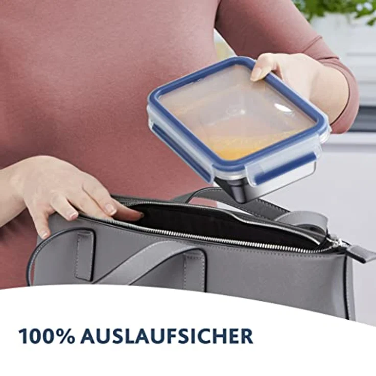 Emsa Frischhaltedose Clip & Close Stainless Steel, transparent, 2,0 L, rechteckig, auslaufsicher, mikrowellengeeignet, stapelbar – Bild 3
