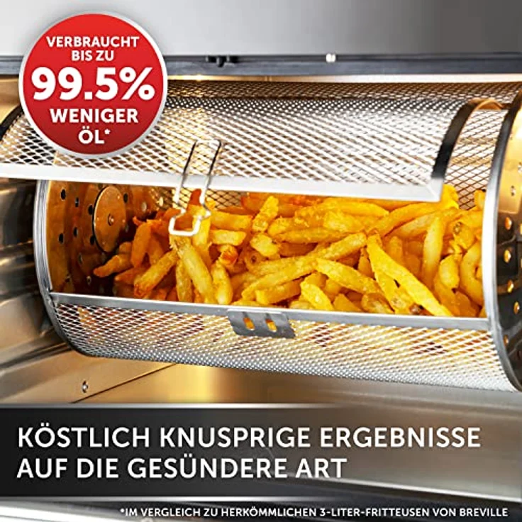 Breville Halo-Heißluftfritteuse mit Grillfunktion | digitale XXL-Heißluftfritteuse | 10 l | Frittieren, Backen & Dörren | 2.000 W | schwarz und grau [VDF127X] – Bild 4