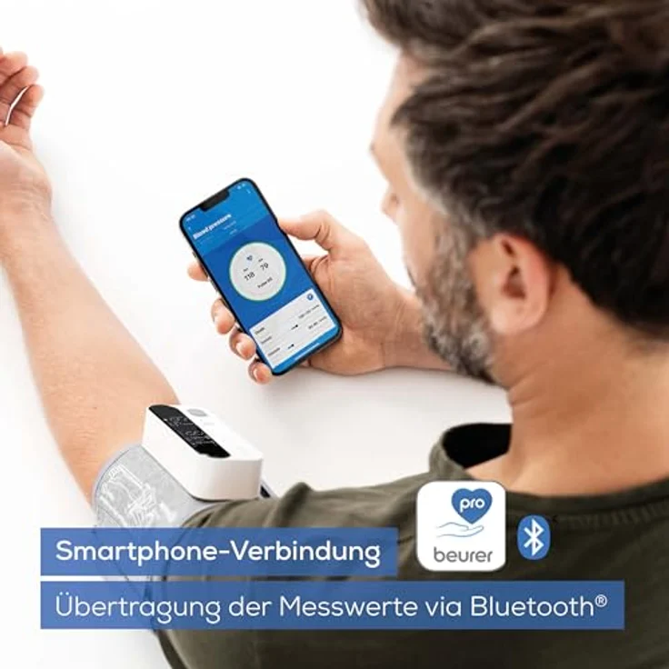 Beurer BM 59 Oberarm-Blutdruckmessgerät, innovative Manschette ohne Schläuche und Kabel, LED-Risikoindikator, Arrhythmie-Erkennung, für Oberarmumfänge von 22-42 cm, mit App-Anbindung - Preisvergleich – Bild 5