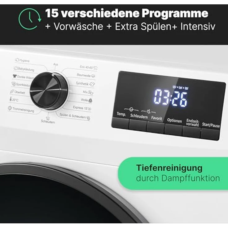 Bomann® Waschmaschine WA 7175 7kg 1400 U/min Invertermotor weiß – Bild 4